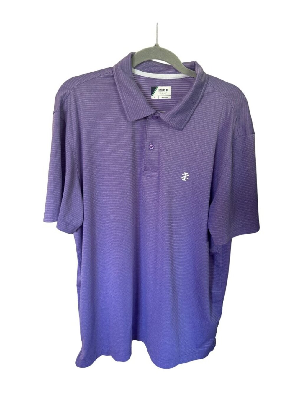 Izod golf mens purple polo golf shirt size L travel resort preppy active